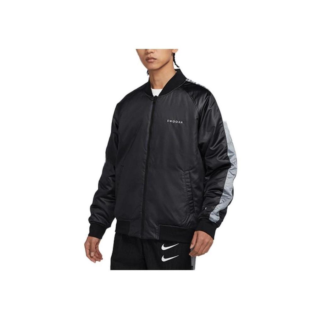 Nike Sportswear Double Swoosh Reversible Bomber Jacket Black White Men DO2889-010