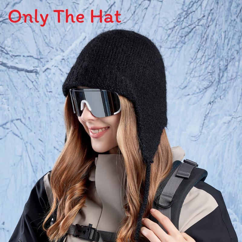 Unisex Acrylic Knit Wool Hat For Autumn Winter Cold Earmuff Head Cover чёрный