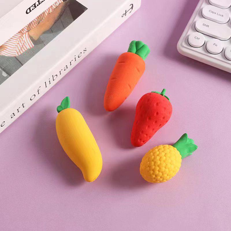 Large Cartoon Carrot Fruit Eraser – Low Dust, Cute Design
