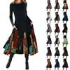 Women's Fashion Casual Printed Round Neck Pullover Long Sleeve Dress