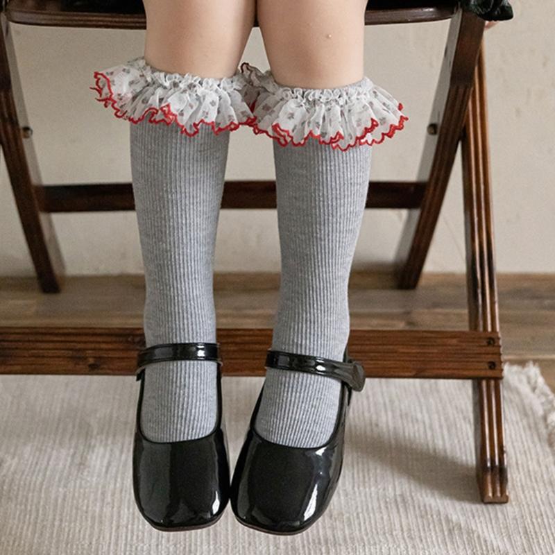 Lace Ruffle Socks Calf Socks for Teen Girls 3-13 Year Long Leg Warmer Knee Stockings Fashion Children Socks