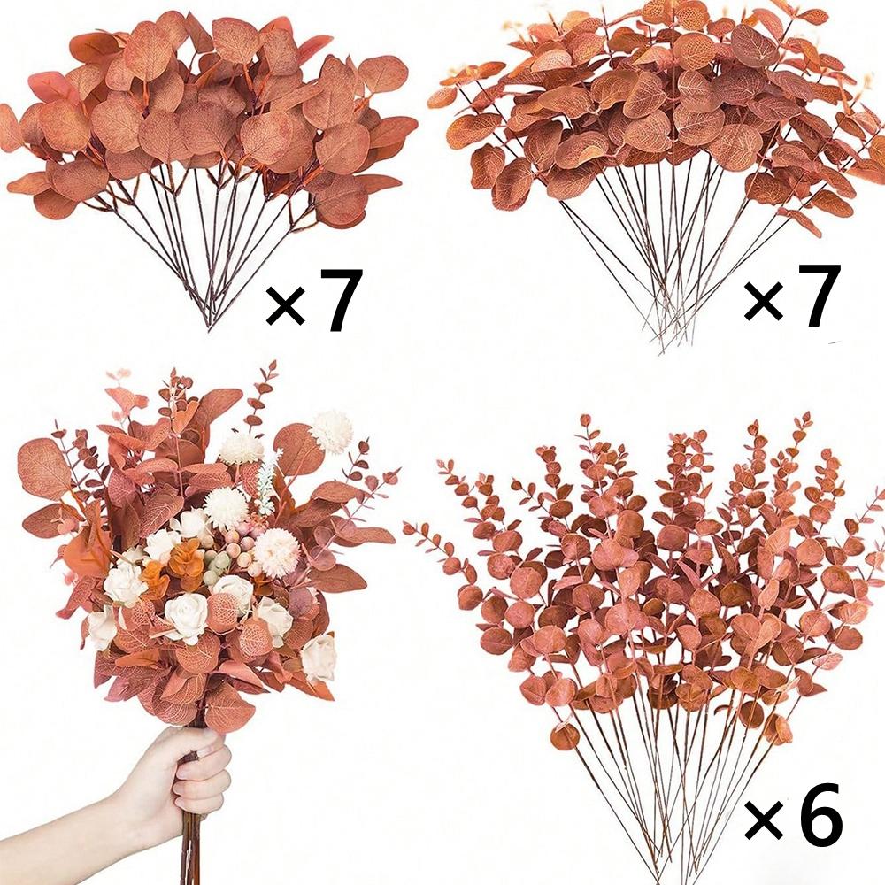 20pcs Artificial Mixed Eucalyptus Leaves Stems Silver Dollar Leaves for DIY Bouquets Floral Arrangement Home Wedding Decoration