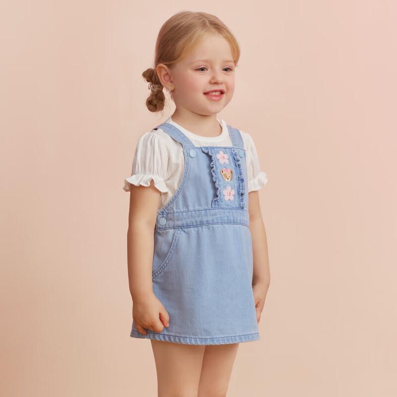 PawinPaw Baby Girl Cartoon Bear Denim Overall Dress