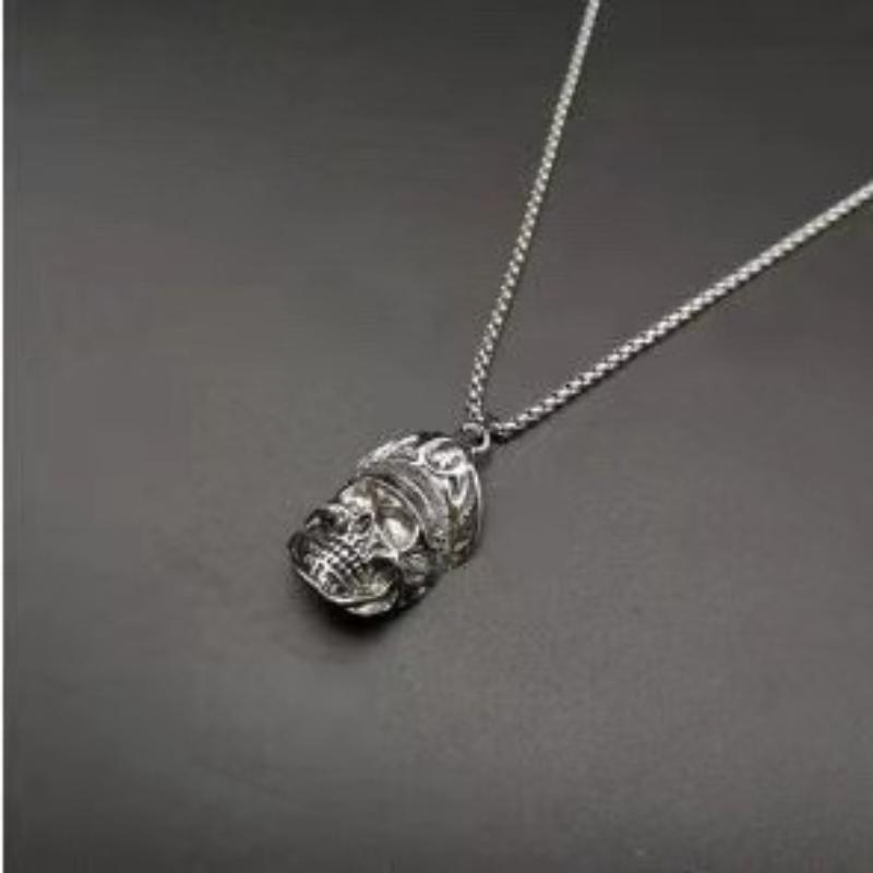 Ретро Хип-Хоп Панк Ожерелье из Нержавеющей Стали с Черепом Мужское Рок Личность Длинное Ожерелье с Подвеской Хэллоуин Украшение Вечеринка Ювелирные Изделия