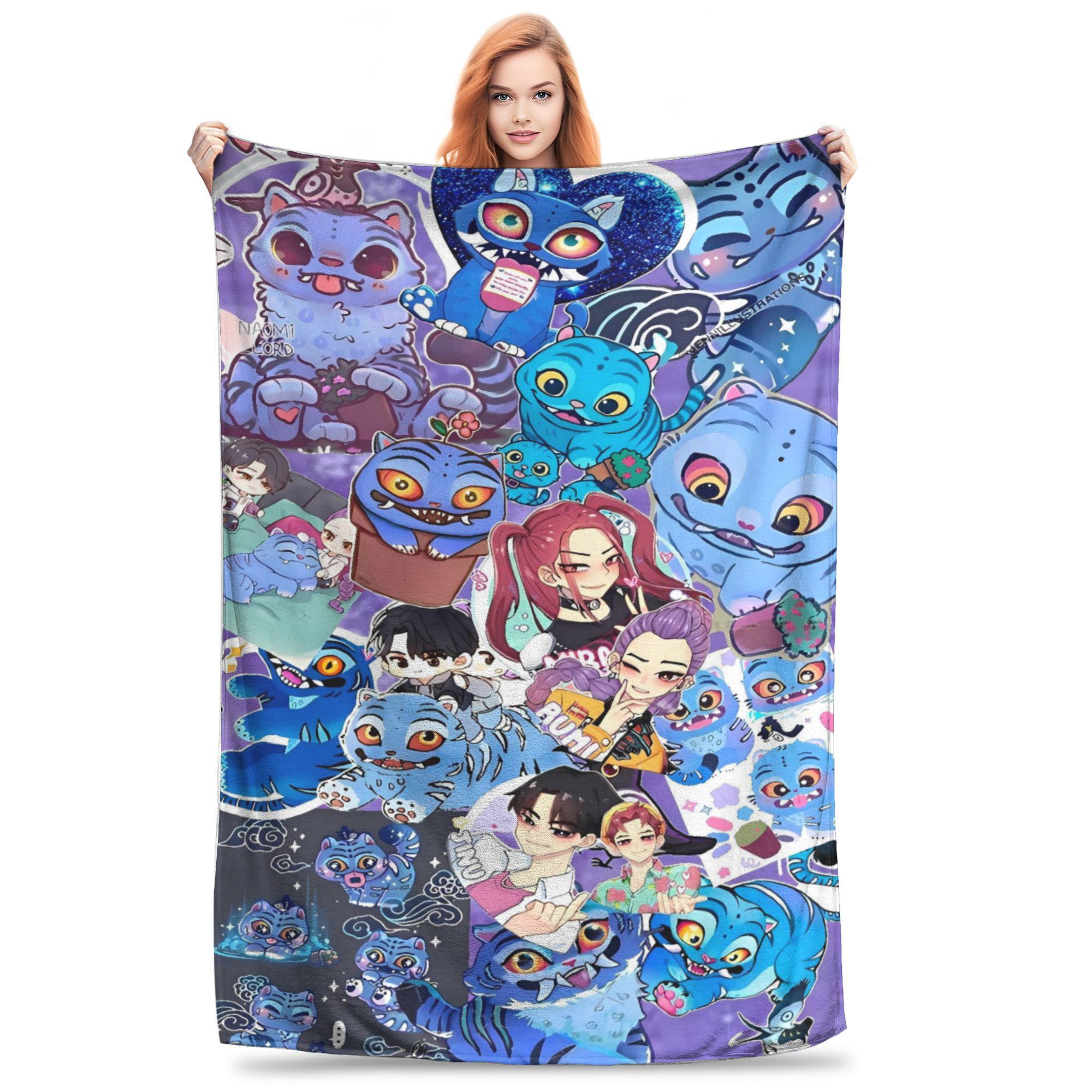 

Anime Kpop Demon Hunters Derpy Tiger Blanket Quality Warm Soft Throw Blanket Winter Decorative Bedroom Print Bedspread 76x102cm