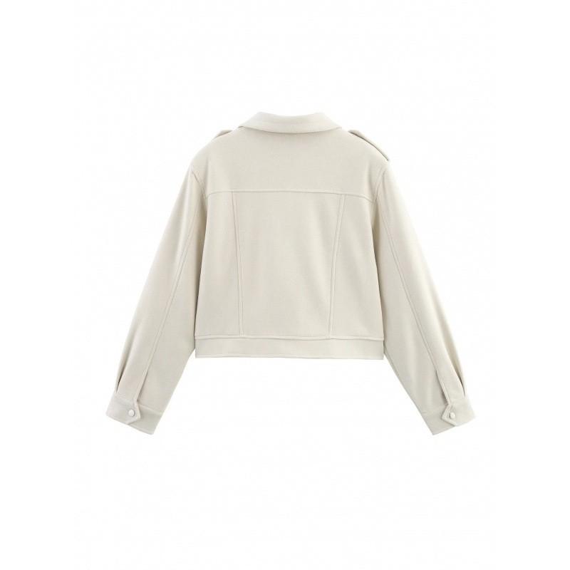 Womens Oversized Suede-Like Jacket With Notched Collar Streetwear Loose Fit Long Sleeve Cardigan Outerwear