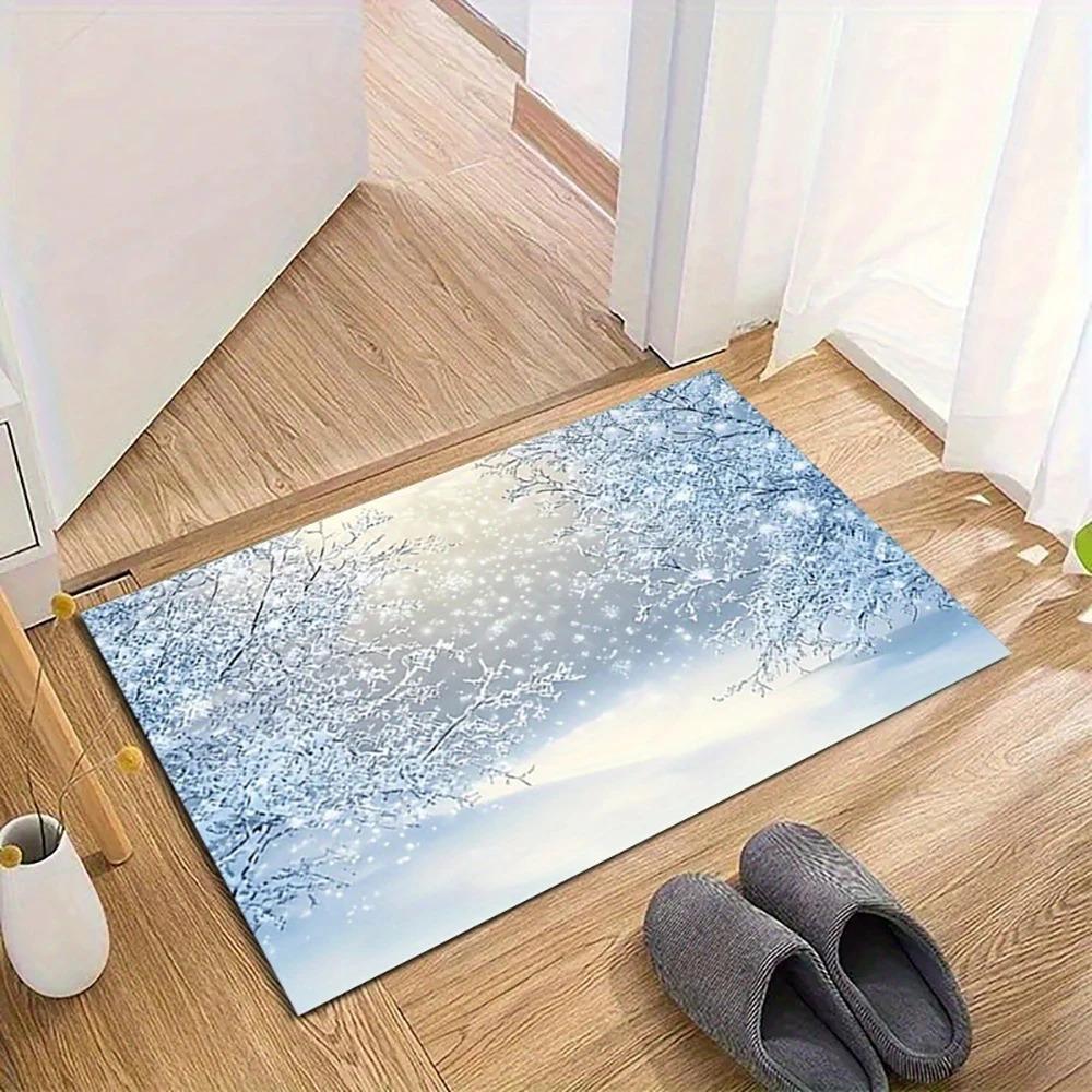 1 Stück Weihnachtsmatte: Hallo Winterdeko , Feiertags-Innen- und Außenbereich Hintere Vordertür Willkommensmatte Winter-Fußmatte.