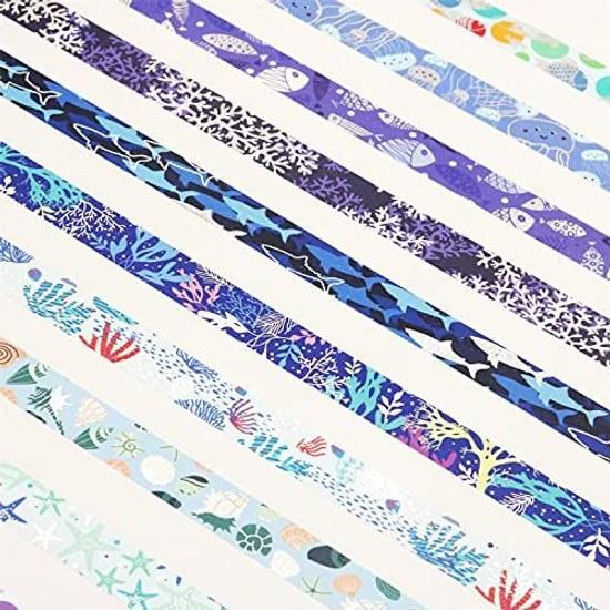 Masking tape 10 pieces set washi ocean blue silver foil DIY craft journal planner scrapbook wrapping gift decoration