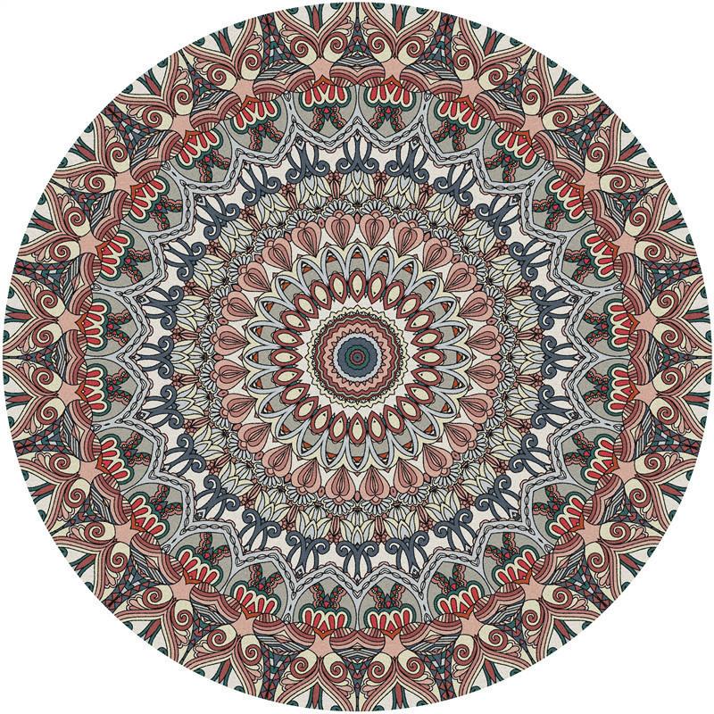 Vintage Mandala Round Boho Area Rug Non‑Slip Soft Circular Carpet for Living Room Bedroom Apartment Home Decor Machine Washable