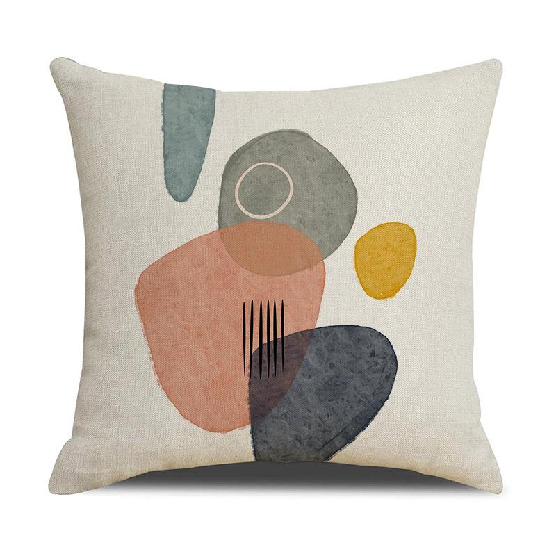 

New Abstract Geometric Linen Pillow Cover Digital Printed Fabric Sofa Bed Cushion Backrest Pillow linen 45 * 45cm