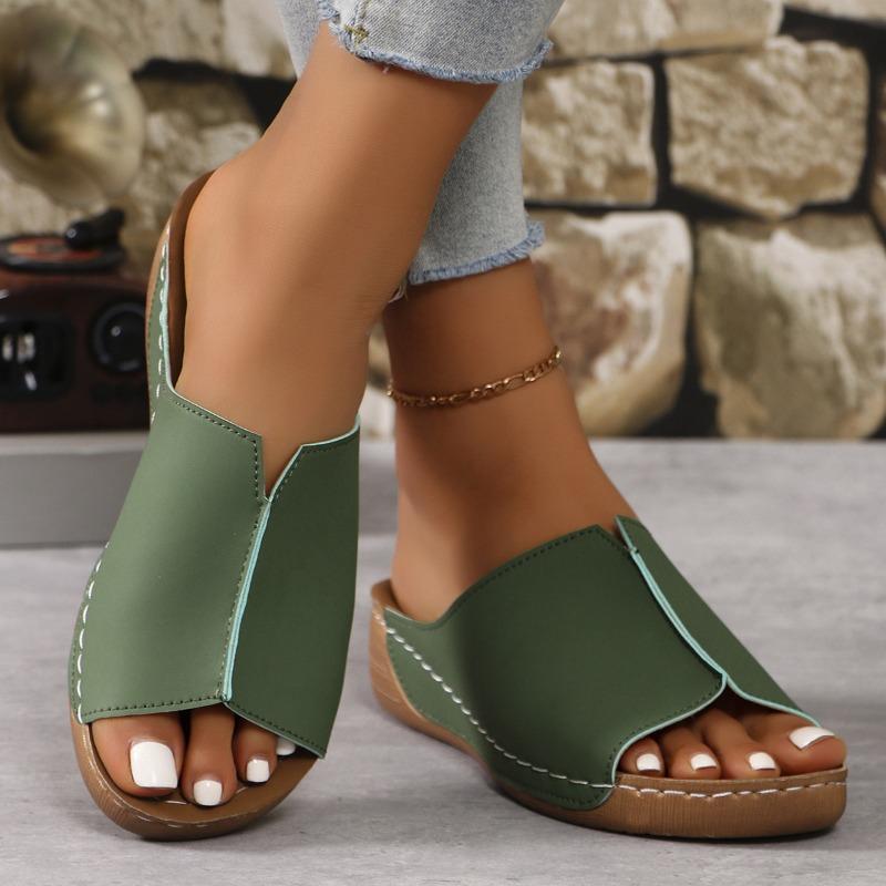 Chaussures d'été confortables pour femmes, pantoufles à talons compensés et tongs simples