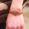 JMXD-European and American Retro Metal Hollow Leaf Bracelet Cowhide Bracelet Bracelet