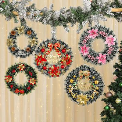 Cross-Border Christmas Wreath & Garland: Pine Needle Ornaments for Hotels, Malls, and Door Decorations