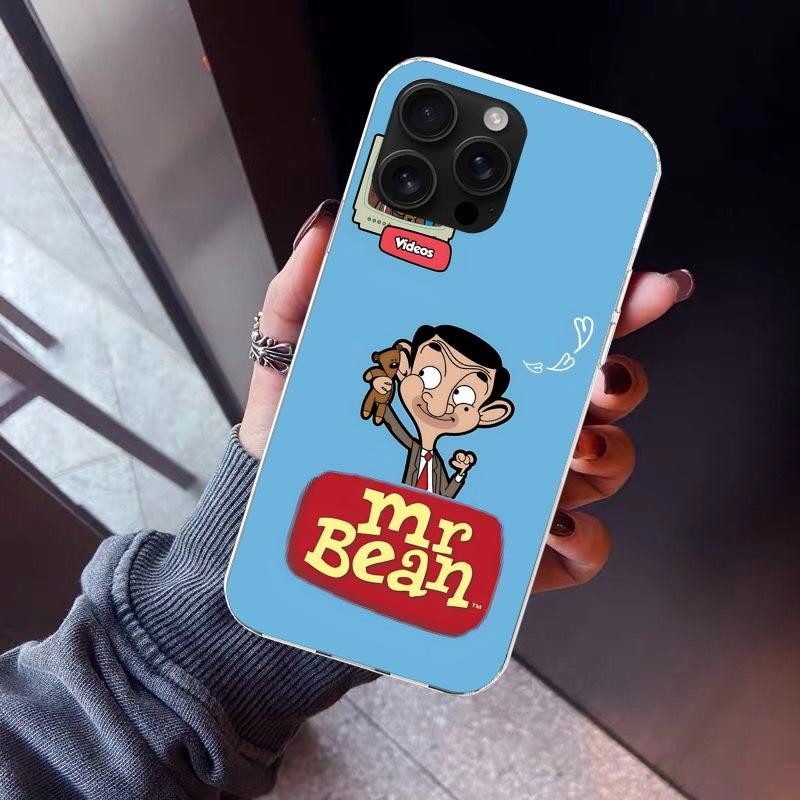 Kreslený kryt na telefon Mr. Bean pro iPhone 17 Air 16 15 Pro Max 14 Plus 13 Mini 12 11 Kryt 7 8 SE Silikonový obal Potisk Fundas 17 Air