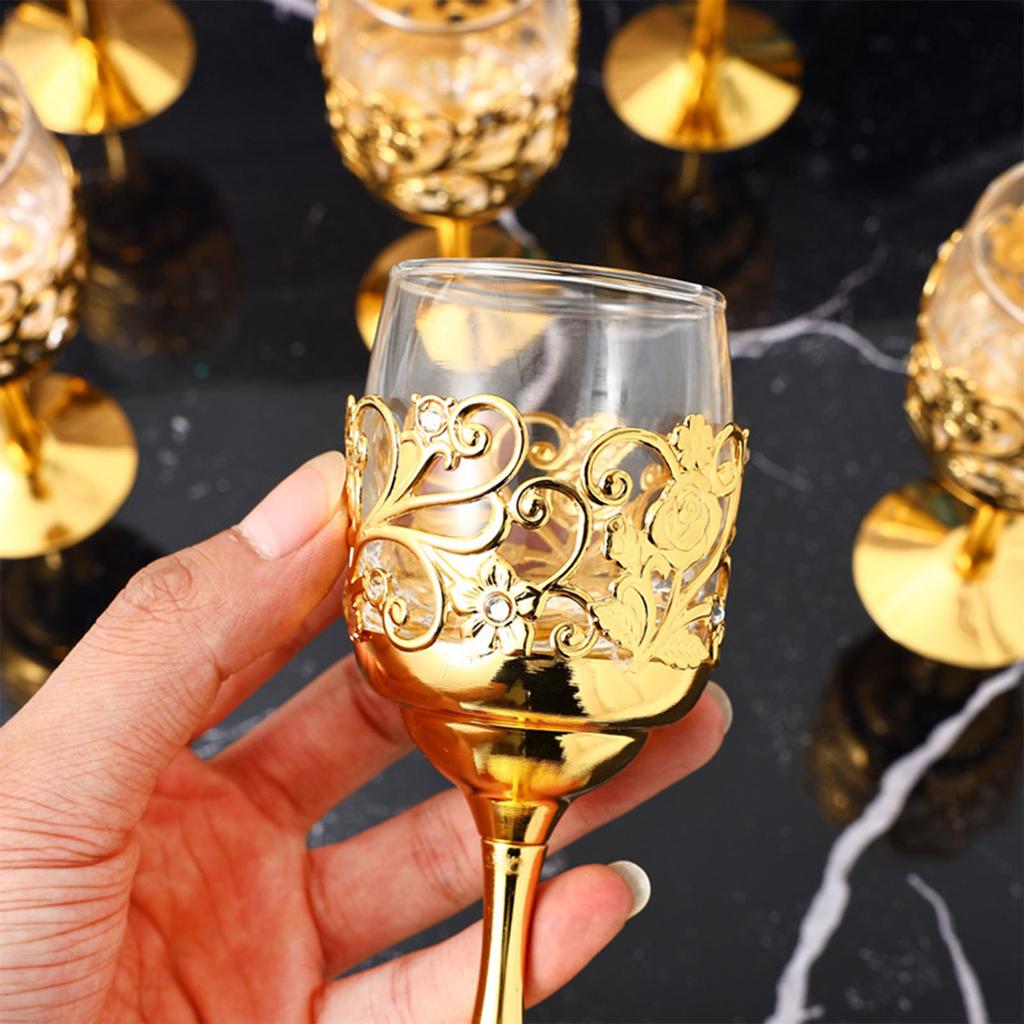 Nordic Engraving Metal Frame Goblet Hollow Golden Wine Drinking Cups for Wedding Party Supplies