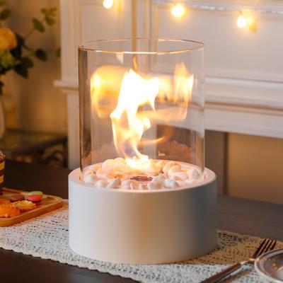 Metal Round Table Fireplace Classic Tabletop Ethanol Fireplace Round White Bio Ethanol Ventless Fireplace (US EU Stocks)