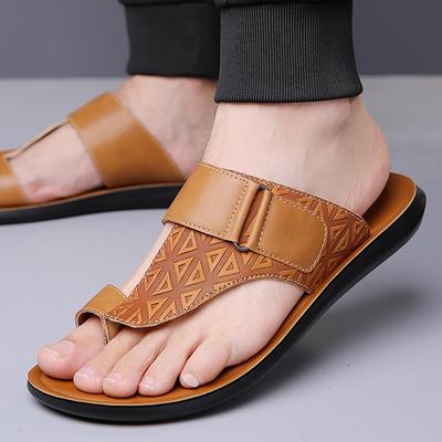 Sandali Estivi alla Moda Semplici in Pelle da Uomo Taglia Grande Scarpe da Spiaggia per Giovani Pantofole Suola in Gomma Calzature Casual Comode