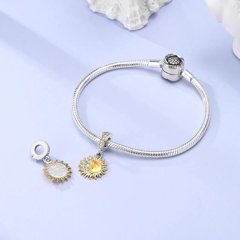 Original Charmscopper Mysterious Sun And Moon Beads Fit Charms Platabracelets For Women Jewelry Making Fine Gifts