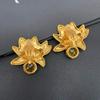 Gold Lotus Yellow Diamond Ear Clips: Hong Kong Style Retro Fashion Earrings for Women