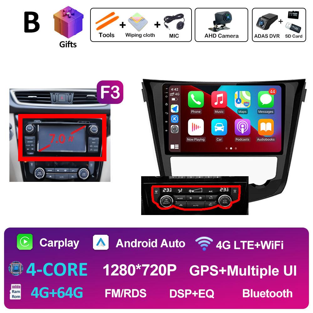 For Nissan Qashqai J11 Nissan X trail T32 2014 2015 2016 2017 Car Multimedia Audio Player Smart System GPS Navi QLED IPS Screen