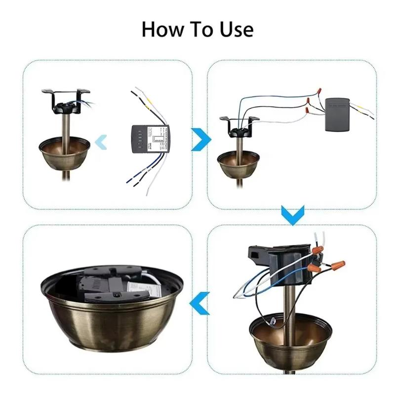 Mini Ceiling Fan Light Remote Control Kit 110-240V AC Timing Control Switch for Small Apartment Home Use