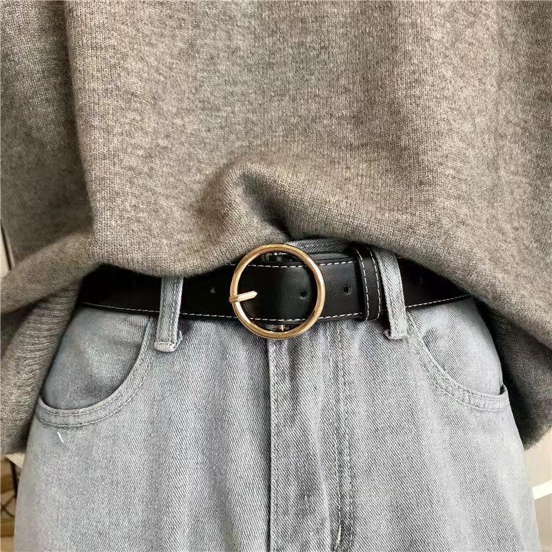 Pu Chic Minimalist Leather Belt With Unique Buckle Options For Stylish Wear