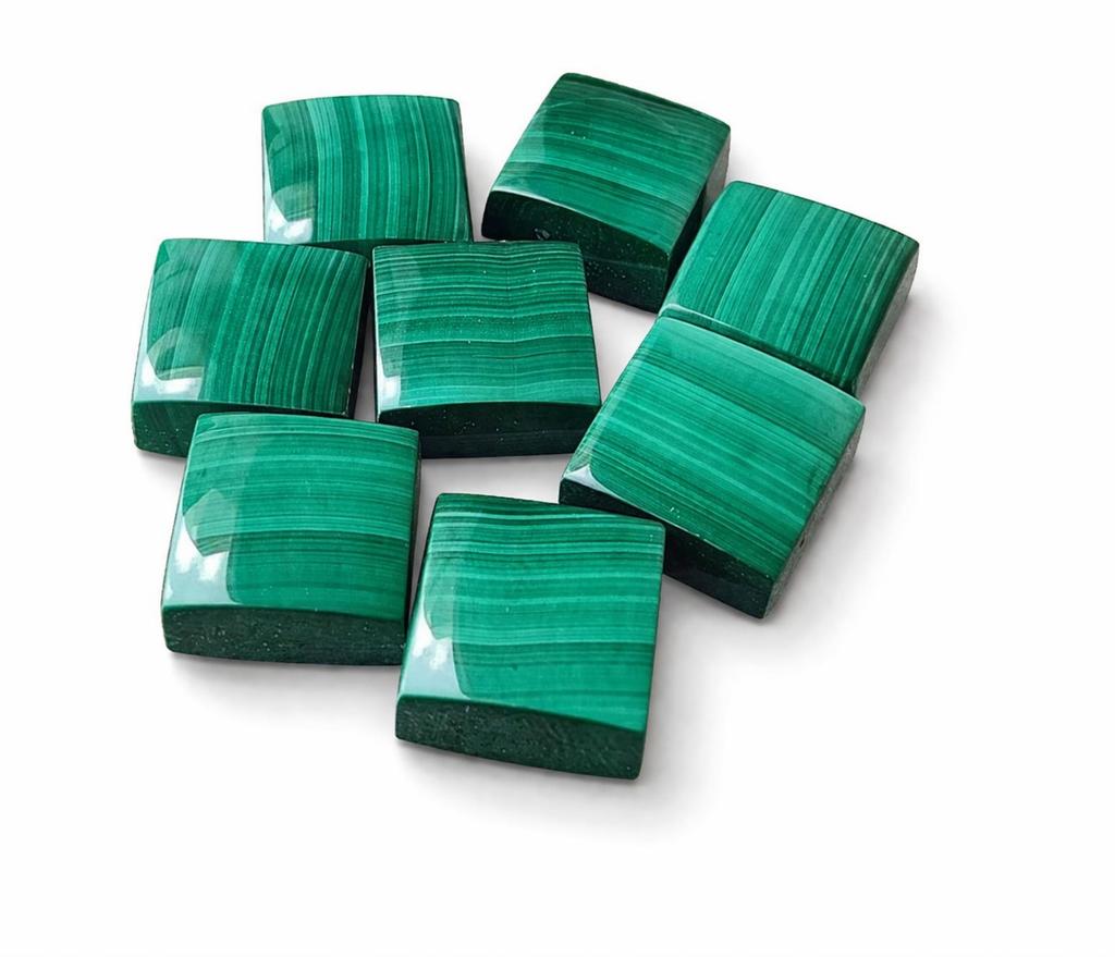 AAA+ Natural Malachite Square Briolette Cabochon Calibrated Gemstone | Green Banded Malachite Loose Stone for Jewelry Making