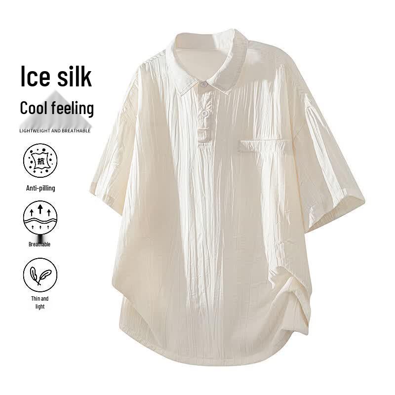 MEDE Men s Ice Silk Cooling Loose Fit Polo T-Shirt 4XL