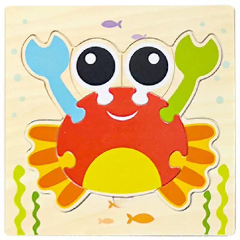 Non-Toxic Wooden 3D Puzzles Tangram Shapes Learning Educational Cartoon Animal Intelligence Jigsaw Toys For Children Gift