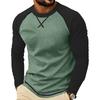 Men S Long Sleeve Crew Neck Color Block T Shirt Casual Top