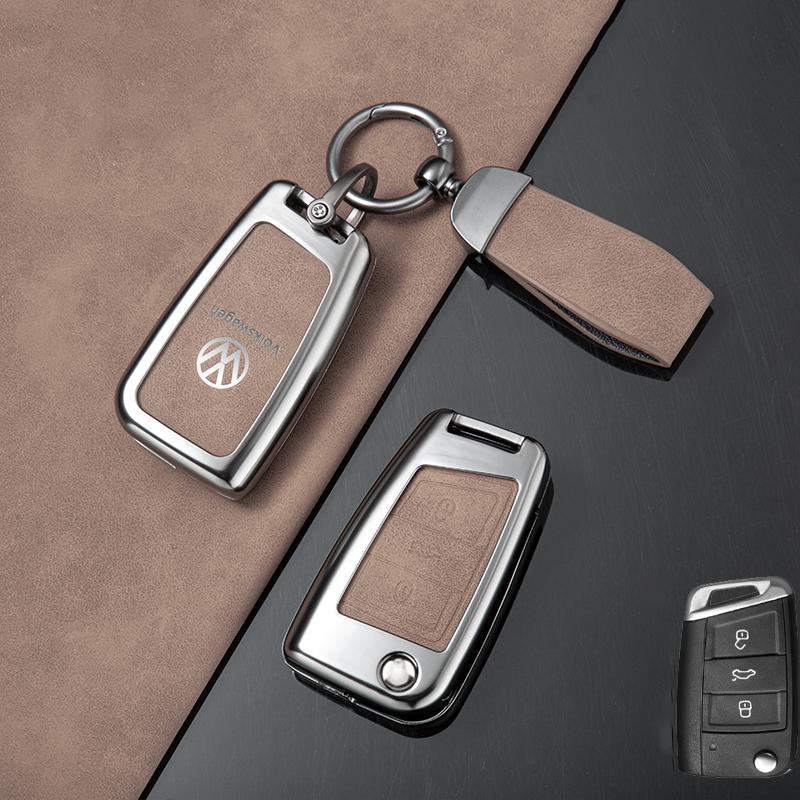 Für VOLKSWAGEN VW Zinklegierung Leder Auto Schlüsselhülle Schlüsselanhänger Hülle Tasche Für Volkswagen VW Polo Golf 7 MK7 Tiguan Touran Passat Lav