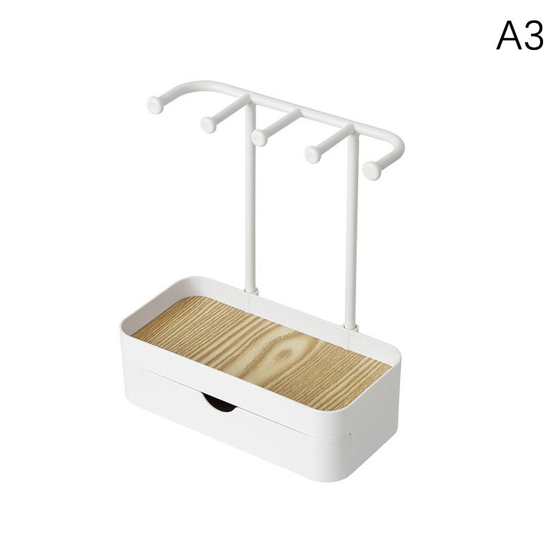 Raft de Expunere Cercei cu Strat Dublu cu Sertare, Raft Organizator pentru Depozitare Coliere, Inele, Suport Agățător pentru Bijuterii, Raft Organizator cu Tavă