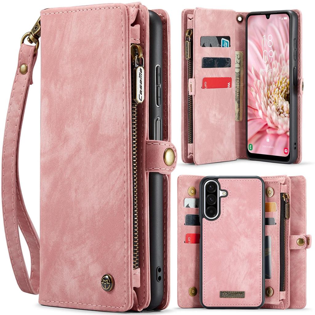 CaseMe-008 Luxuriöse 2-in-1 Abnehmbare Magnetische Premium PU-Leder Hülle Multifunktionale Reißverschluss Geldbörse Hülle für Samsung A17 A37 A57 5G