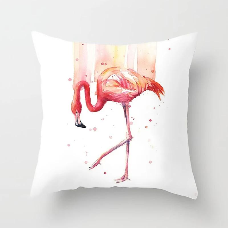 Flamingo Muster Dekorative Kissen Kissenbezug Polyester Kissenbezug Wurfkissen Sofadekoration Kissenbezug 40517-3