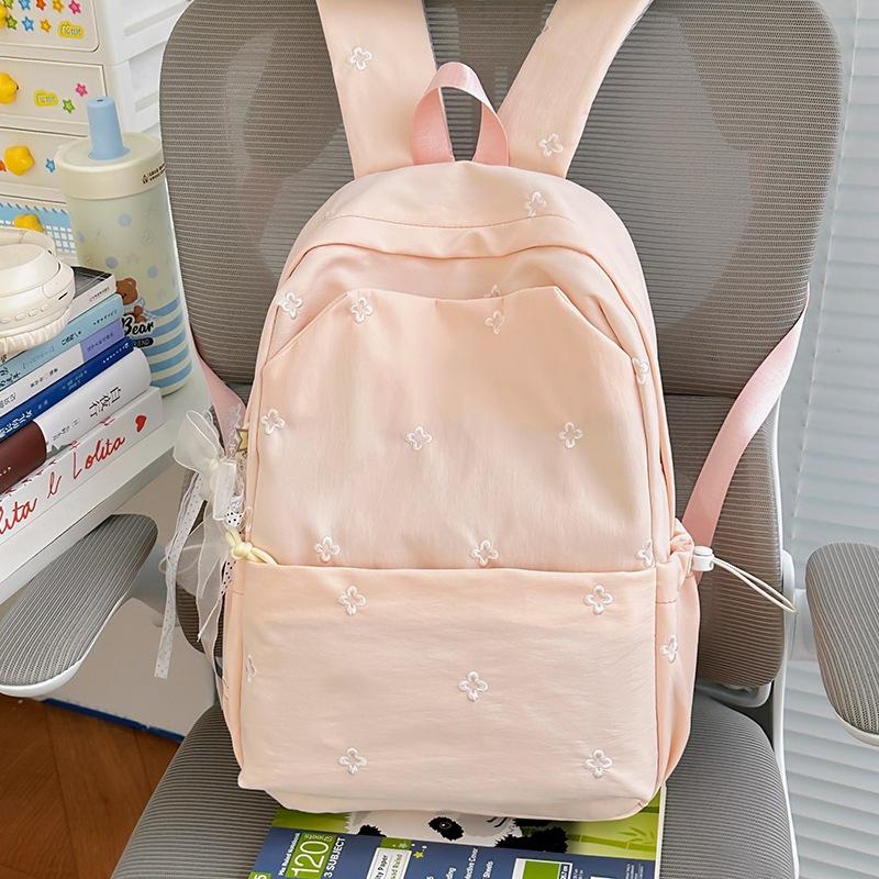 Schoolbag Japanese Ins Fresh Embroidery Backpack Female Large Capacity Junior High School Student School Bag Leisure Travel Commuter Backpack