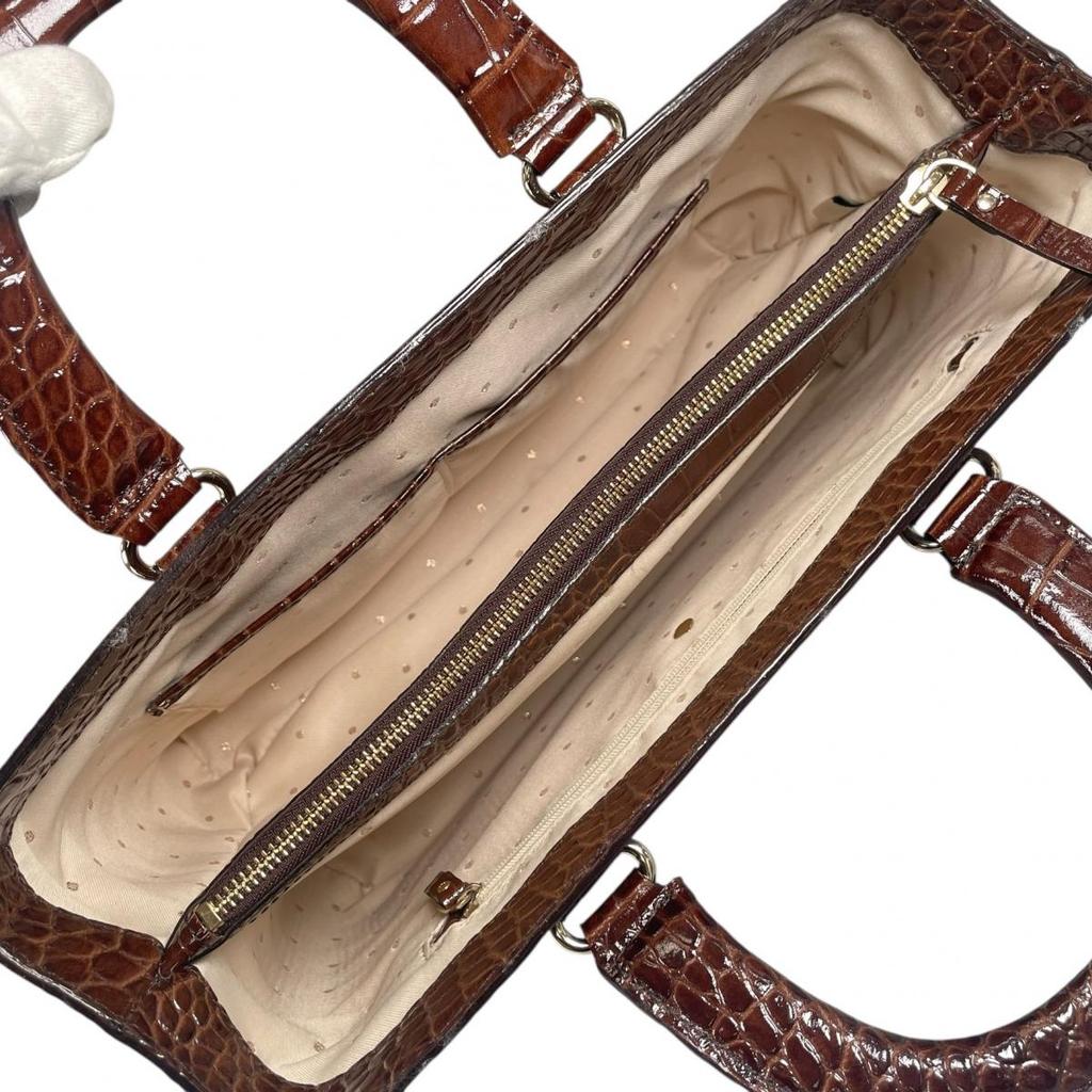 Kate Spade New York Croco Embossed Handbag Leather Brown Women Used