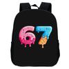 Printed Kindergarten 67 Six Seven Schoolbag, Cartoon Animation 12-inch Backpack Casual and Light