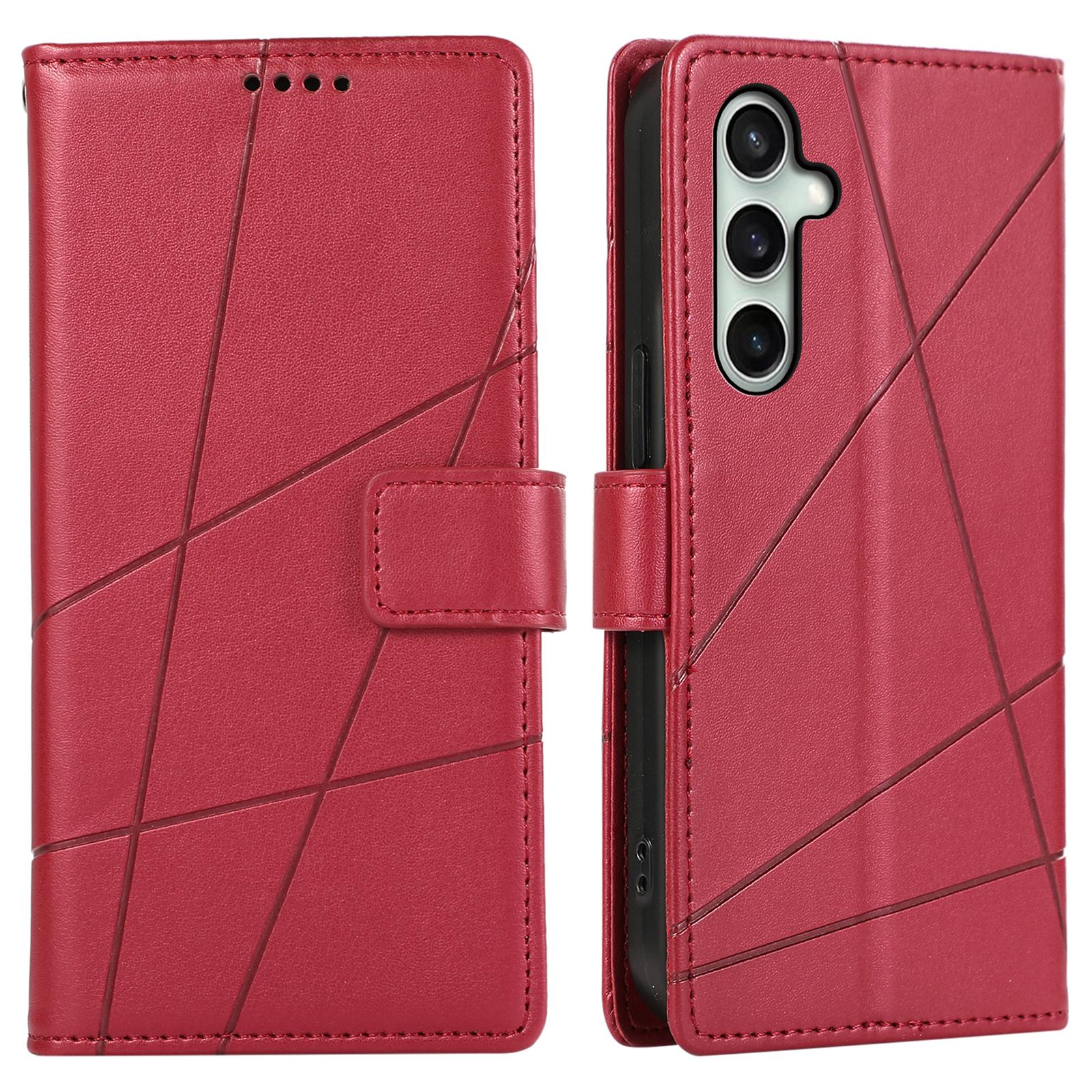 

DF-06 For Samsung Galaxy S24 FE Wholesale Phone Case Line Imprint Leather Flip Wallet Cover Red