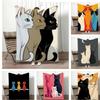 Cute Feline Three Cartoon Cats Throw Lightweight 240g Flannel Blanket Soft Skin-friendly for Summer Cooling