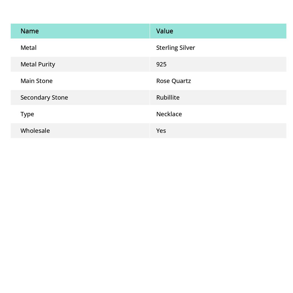 Natural Rose Quartz, Rubillite 925 Sterling Silver Jewelry Necklace 18" r0I94