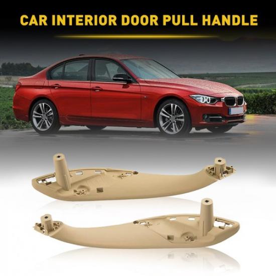 For BMW Beige Front Left Right Car Door Interior Trim Pull Handle Armrest Pair N