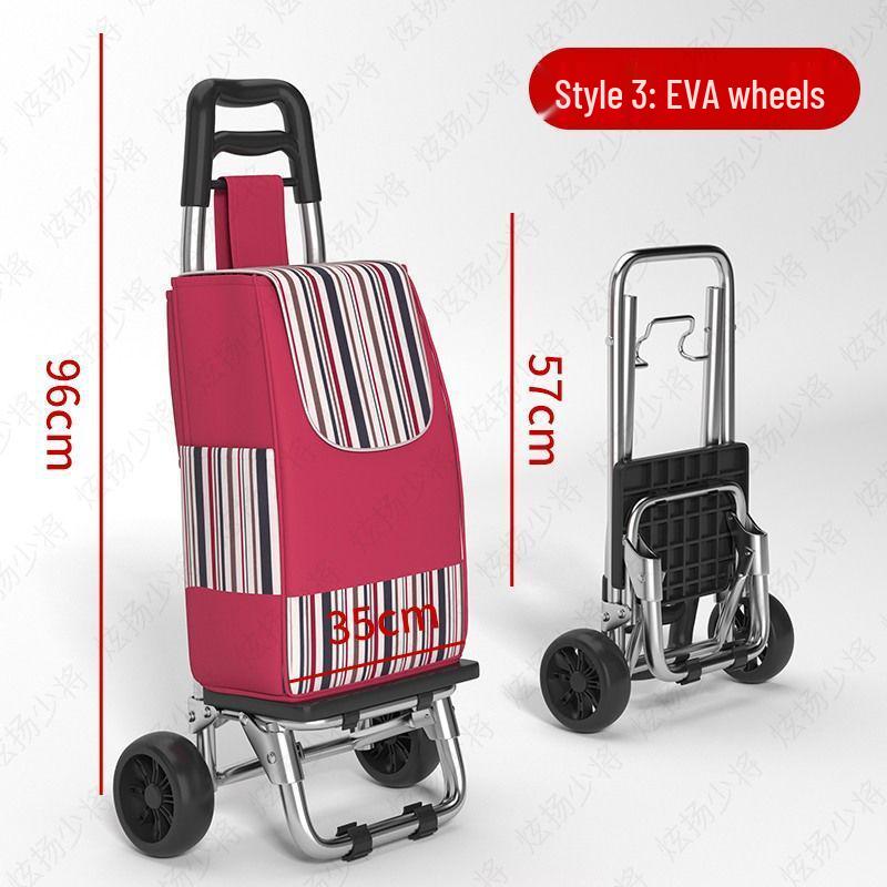 Lightweight Folding Shopping Cart: Portable Trolley for Groceries, Vegetables, and Household Items; Ideal for Elderly Use.