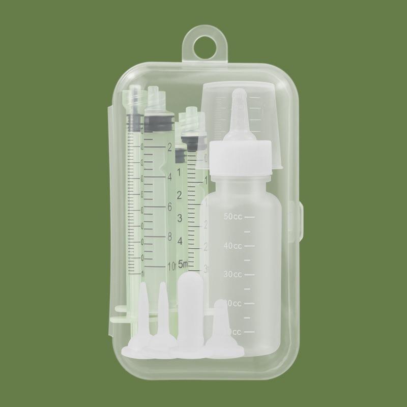 Pet Feeding Kit with Storage Box Syringes Nursing Bottle Milk Medicine Feeder for Newborn Puppy Kitten