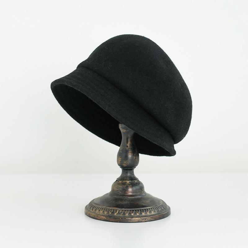All wool Basin Hat for Women Foldable for Autumn and Winter  Japanese Style Beret  Short Brimmed Fisherman's Hat Korean Style Versatile