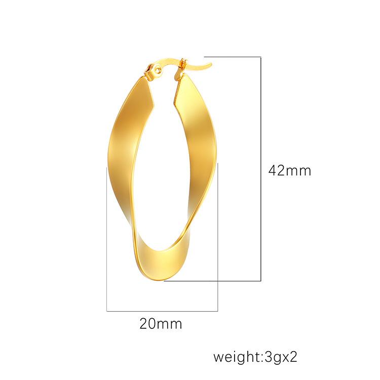 European and American Fashion Trends Electroplated 18K Stainless Steel Twisted Flat Irregular Earrings Light Luxury Simple Earrings