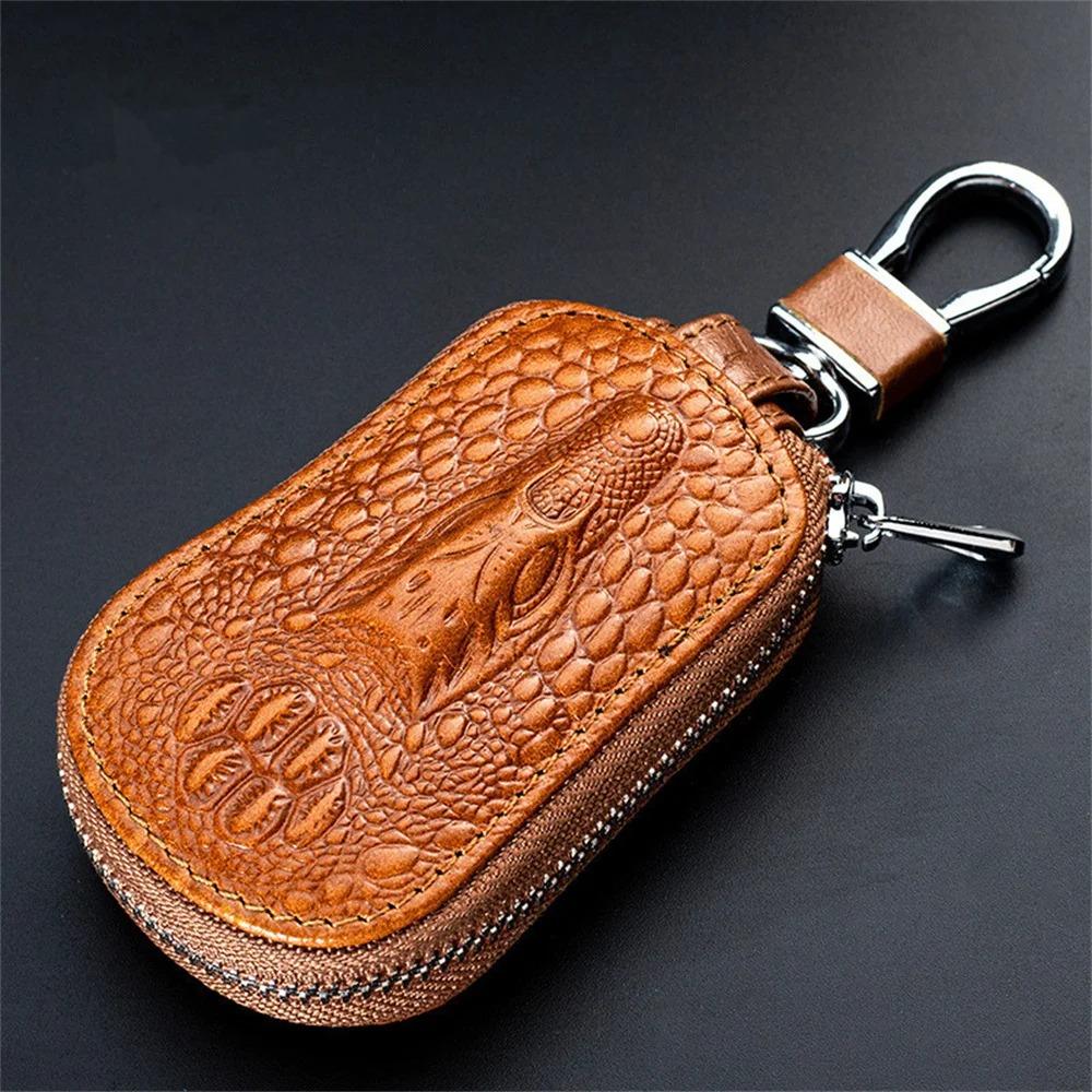 Leder Schlüsseletui für Autoschlüssel Geldbörse Tasche Schlüsselhalter Organizer Beutel Schlüssel Organizer Große Kapazität Reißverschluss Schlüsseletui Tasche
