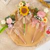Crochet Flower Pen Black Ballpoint Pen Woven Bouquet Pens Black Ballpoint Artificial Flower Stationery Pen Teachers ' Day Gifts