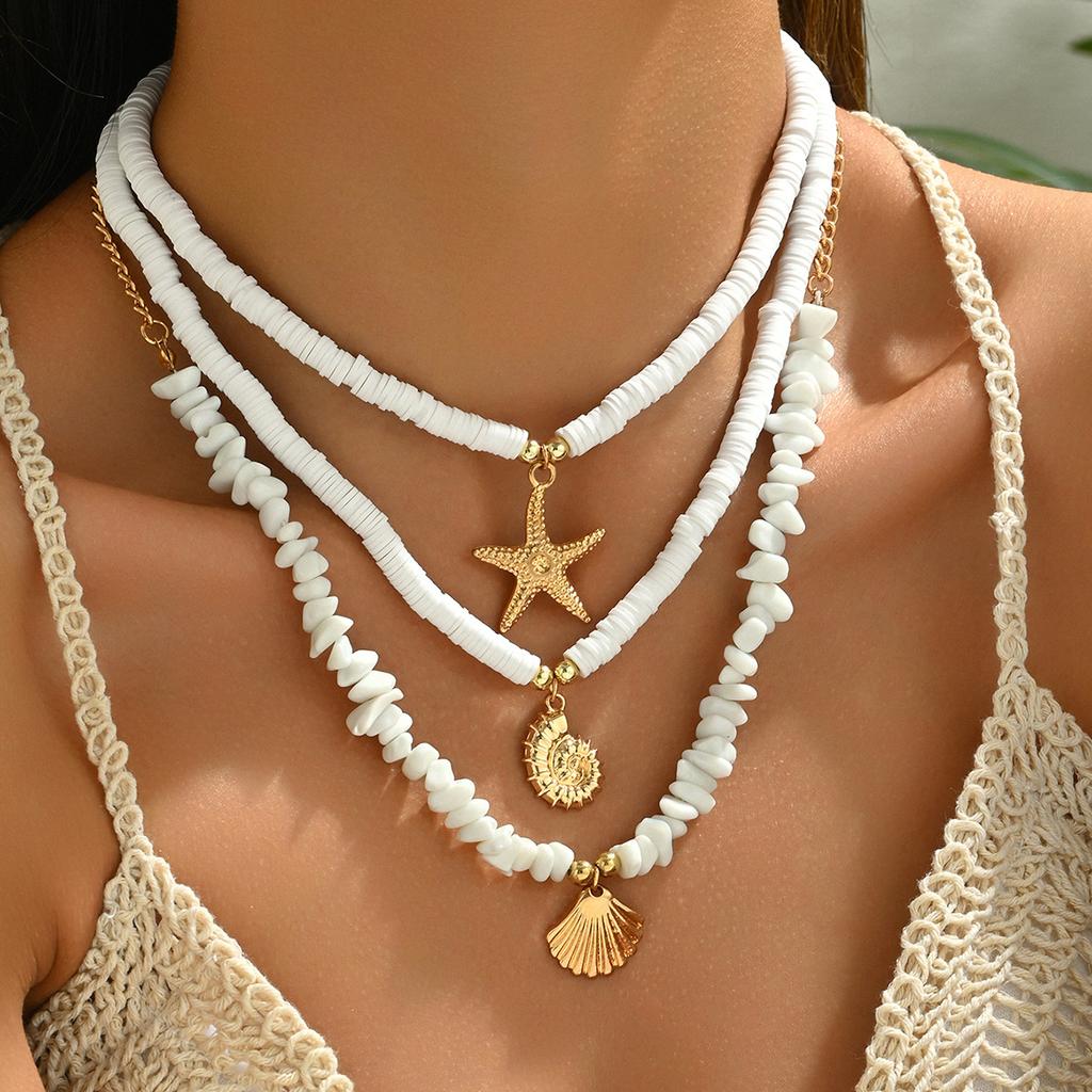 Summer European and American Bohemian Necklace Shell Jewelry Beach Vacation Shellfish Starfish Tail Pendant Clavicle Chain