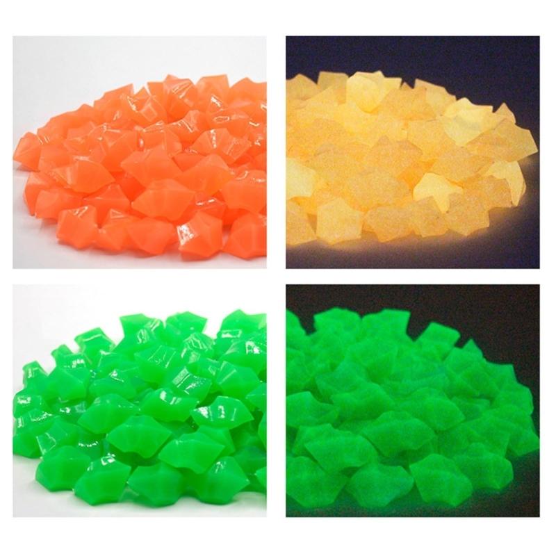 300pcs Mini Luminous Stones 14mm Glowing in Dark Garden Pebbles Ornament for Aquarium Colorful Artificial Stone Ornament
