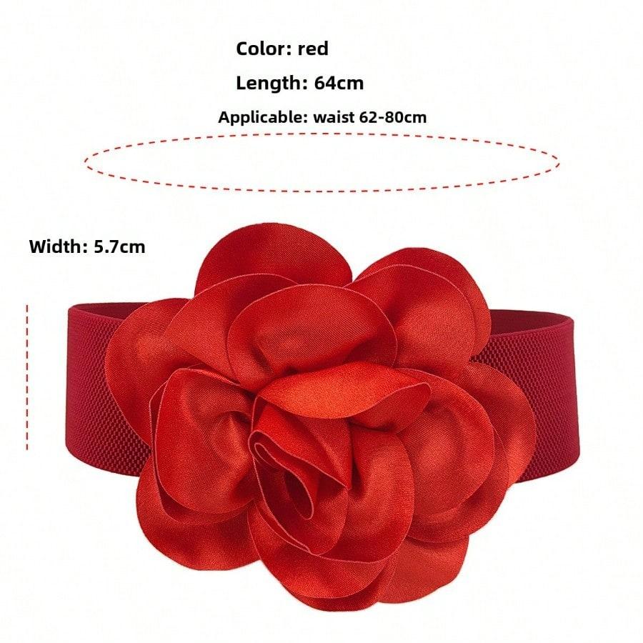 Fashion Flower Wide Waist Seal Belt Ladies Versatile Dress Decorative Dance Show Belt Belt